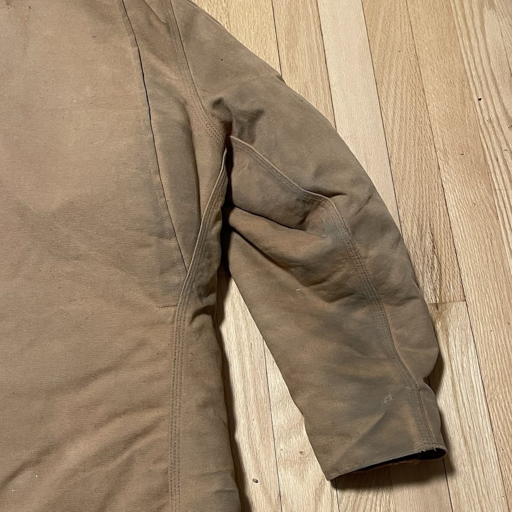 Carhartt Jacket Mens 2XL 48 Reg Insulated Chore Coat Barn Tan Brown Distressed - Picture 15 of 16